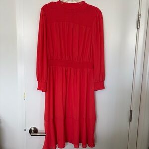 Nanette Orange Long Sleeve Smocked Waist Midi Dress Size XL